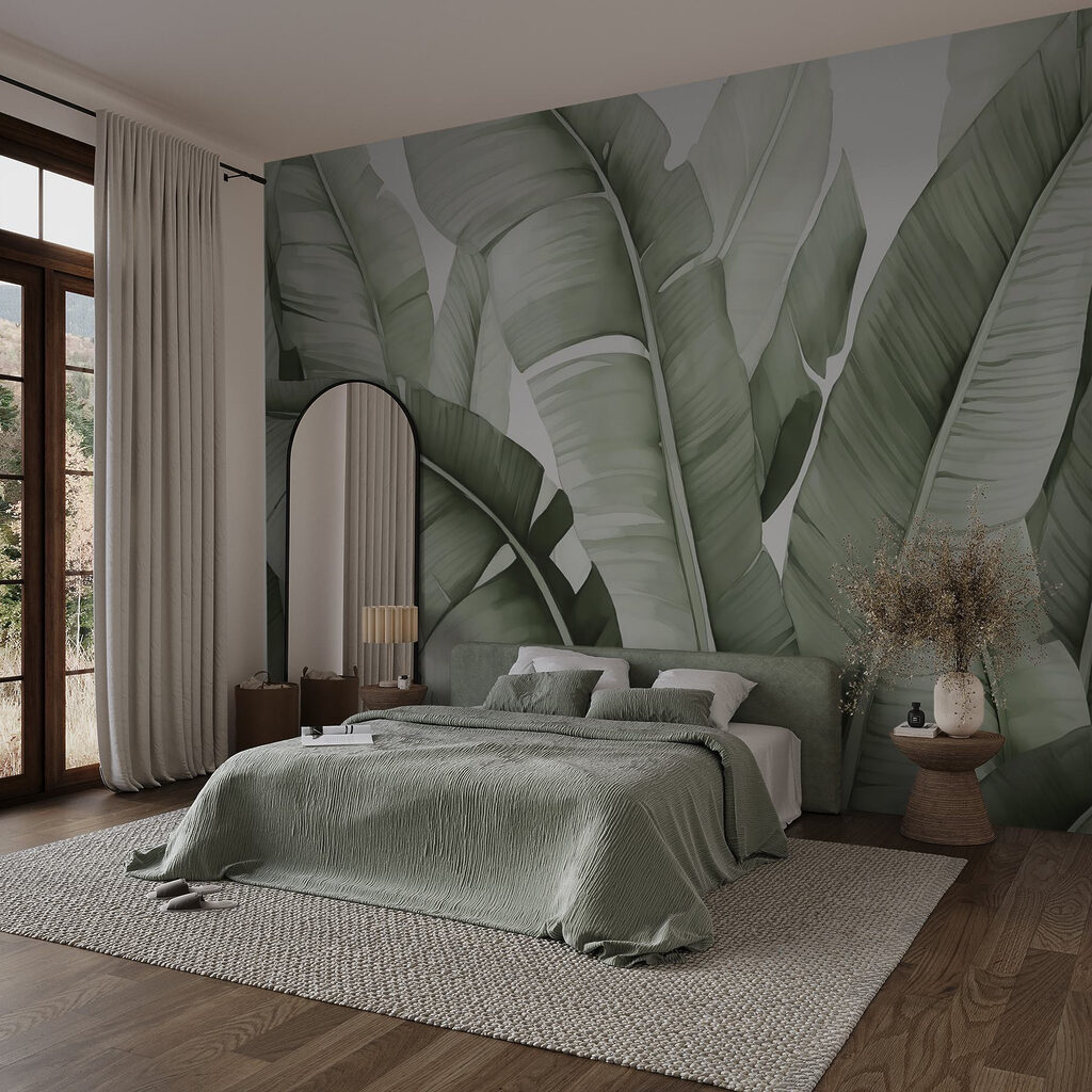 Frunze mari în verde-cenușiu — interior 1