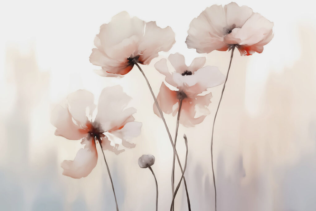 Flori delicate pe crem — design complet