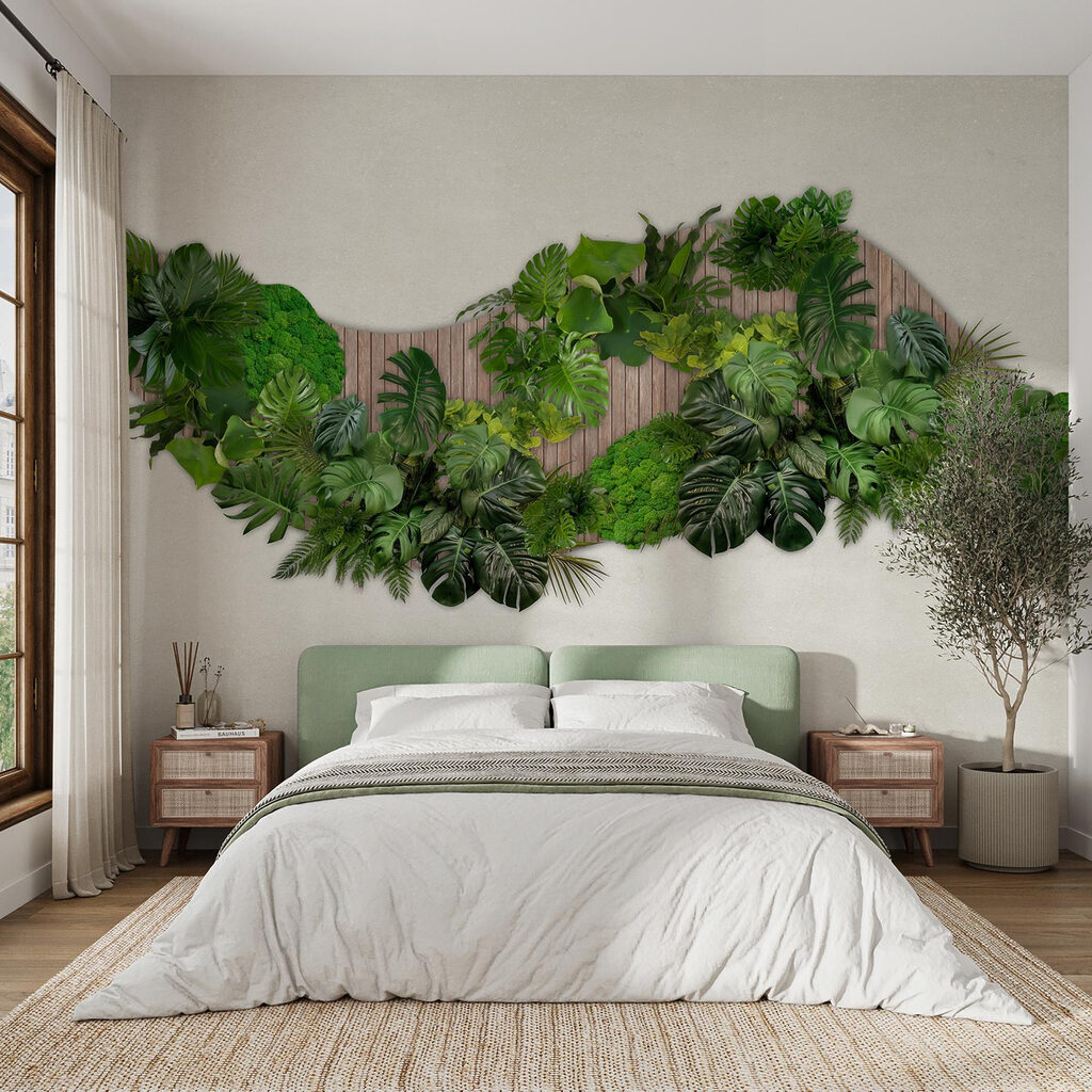 Fâșie verde ondulată într-un interior