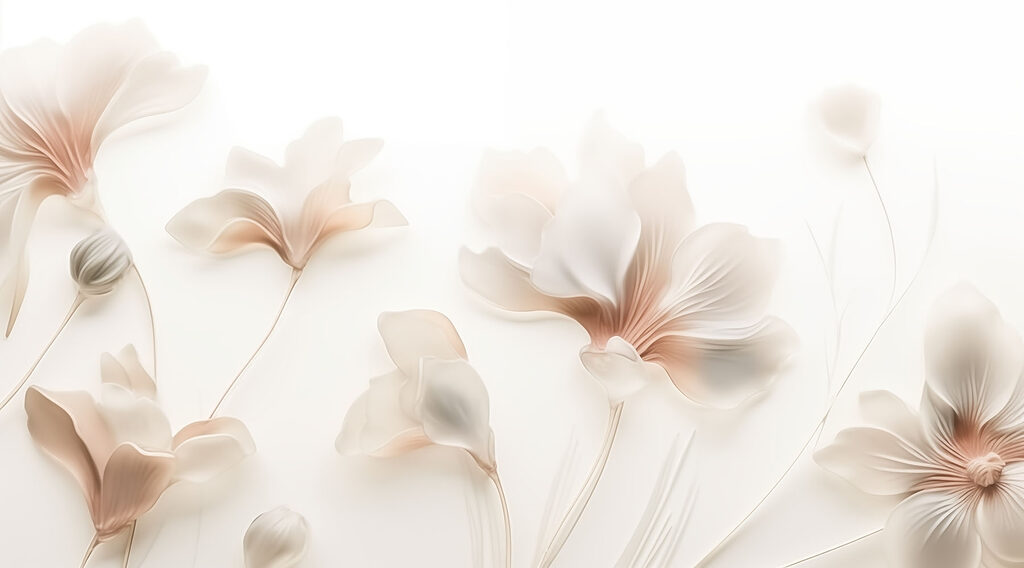 Flori crem pe tulpini — design complet