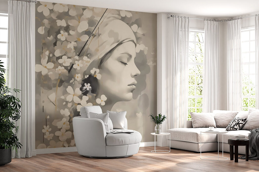 Femeie printre bloesem — interior 2