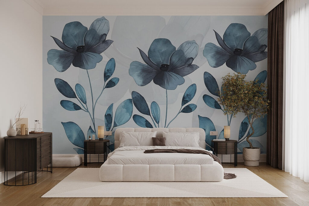 Flori albastre, frunze ovale — interior 1