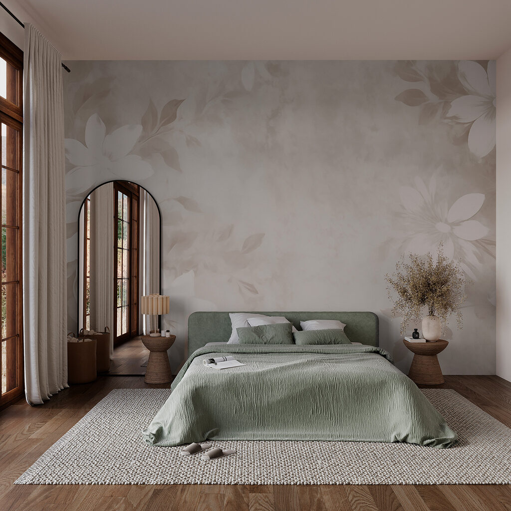 Flori albe pe bej — interior 2