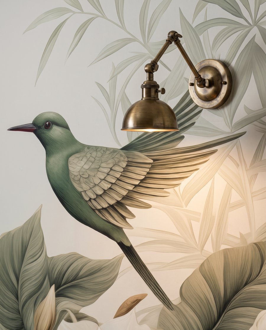 Colibri printre flori albe — detaliu