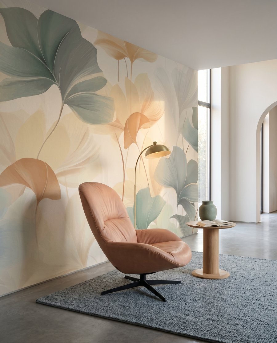 Frunze rotunde în pastel într-un interior