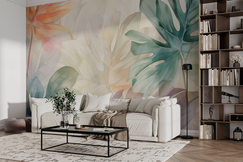Frunze tropicale în pastel — interior 2