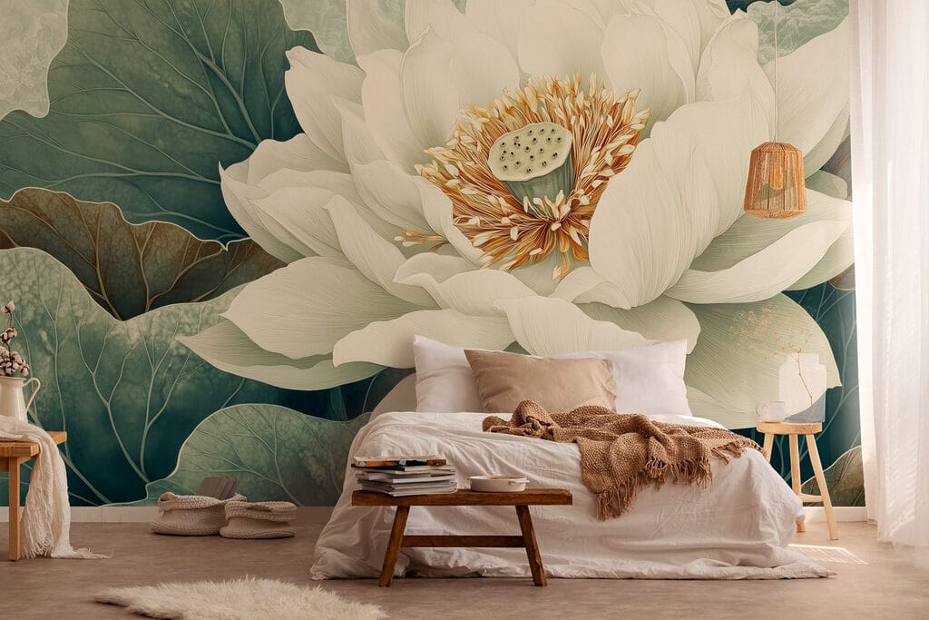 Lotus alb de aproape — interior 1