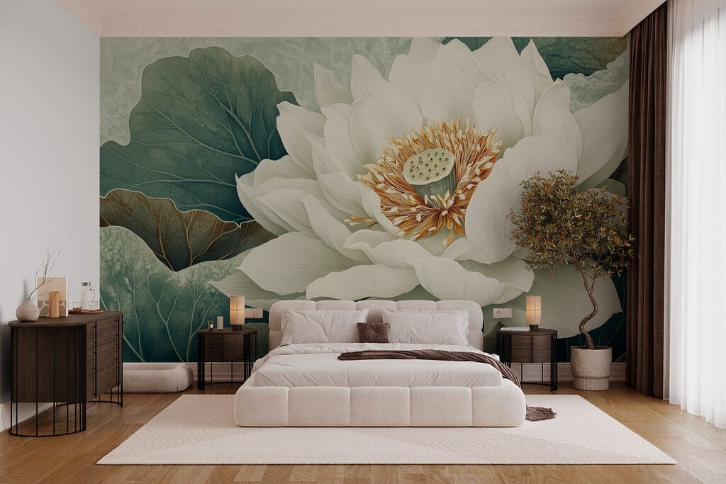 Lotus alb de aproape — interior 2