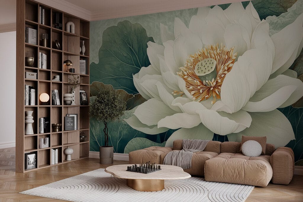 Lotus alb de aproape — interior 3