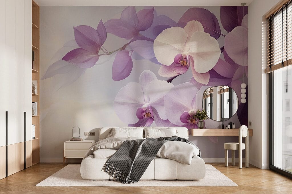 Orhidee printre frunze mov — interior 1