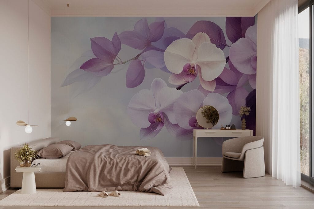 Orhidee printre frunze mov — interior 2