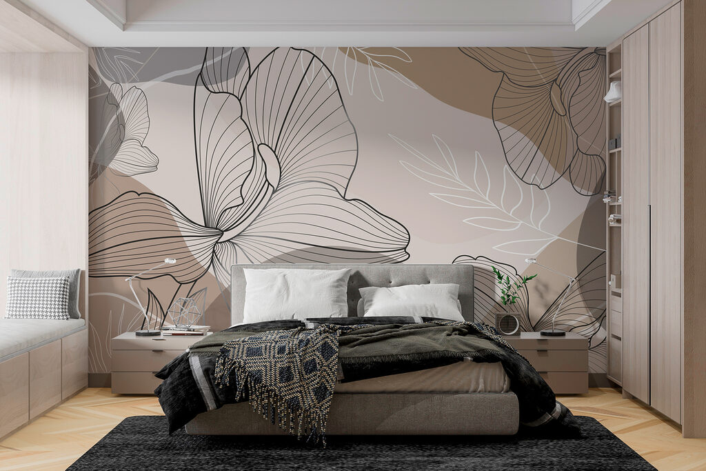 Contururi florale pe gri-bej — interior 1