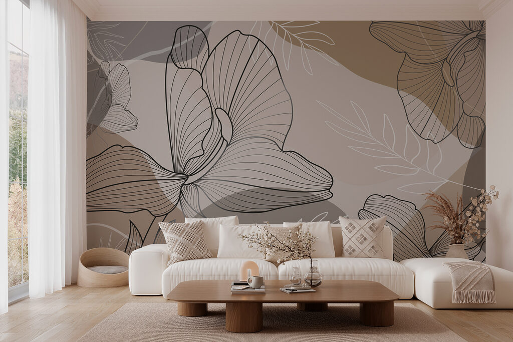 Contururi florale pe gri-bej — interior 2