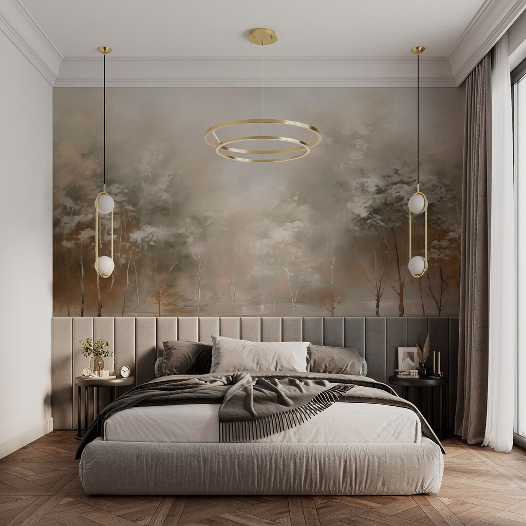 Lumină caldă printre trunchiuri — interior 1