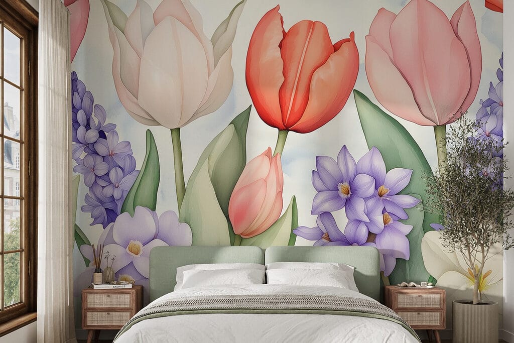 Lalele printre flori mov — interior 1