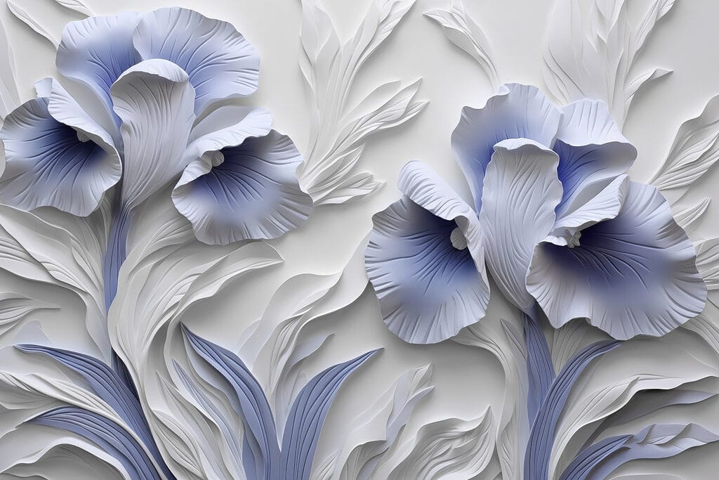 Flori albastre cu umbre — design complet