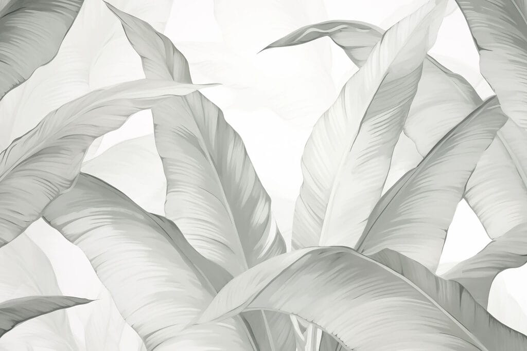Frunze mari pe alb — design complet