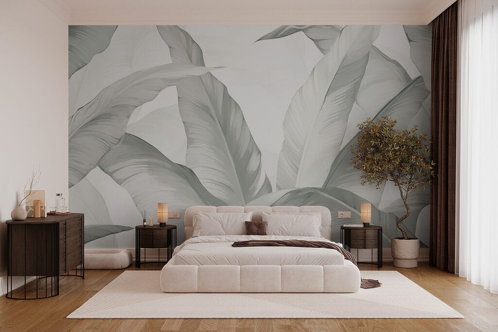 Frunze mari pe alb — interior 1