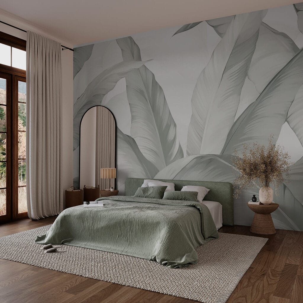 Frunze mari pe alb — interior 2