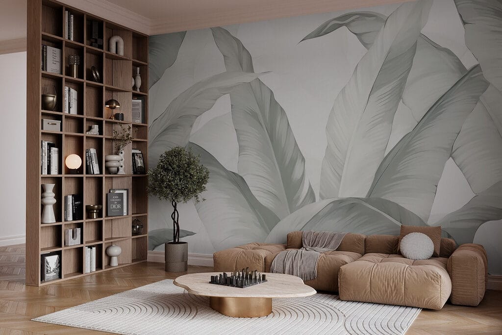 Frunze mari pe alb — interior 3