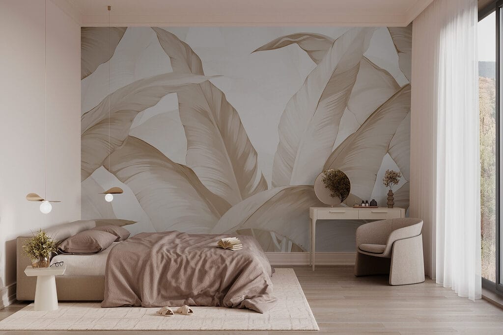 Frunze mari pe alb — interior 1