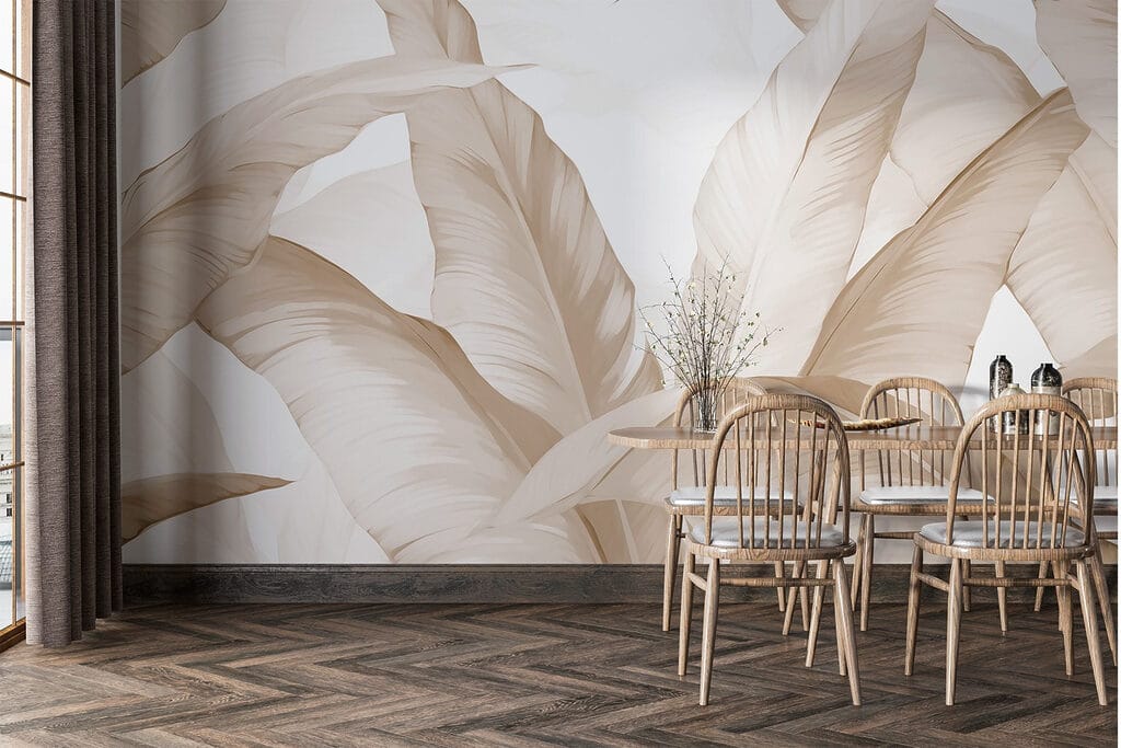 Frunze mari pe alb — interior 3