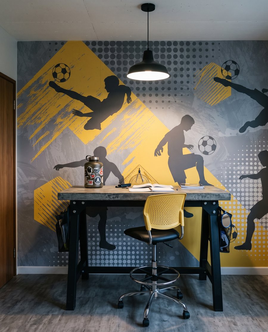 Siluete de fotbaliști — interior 3