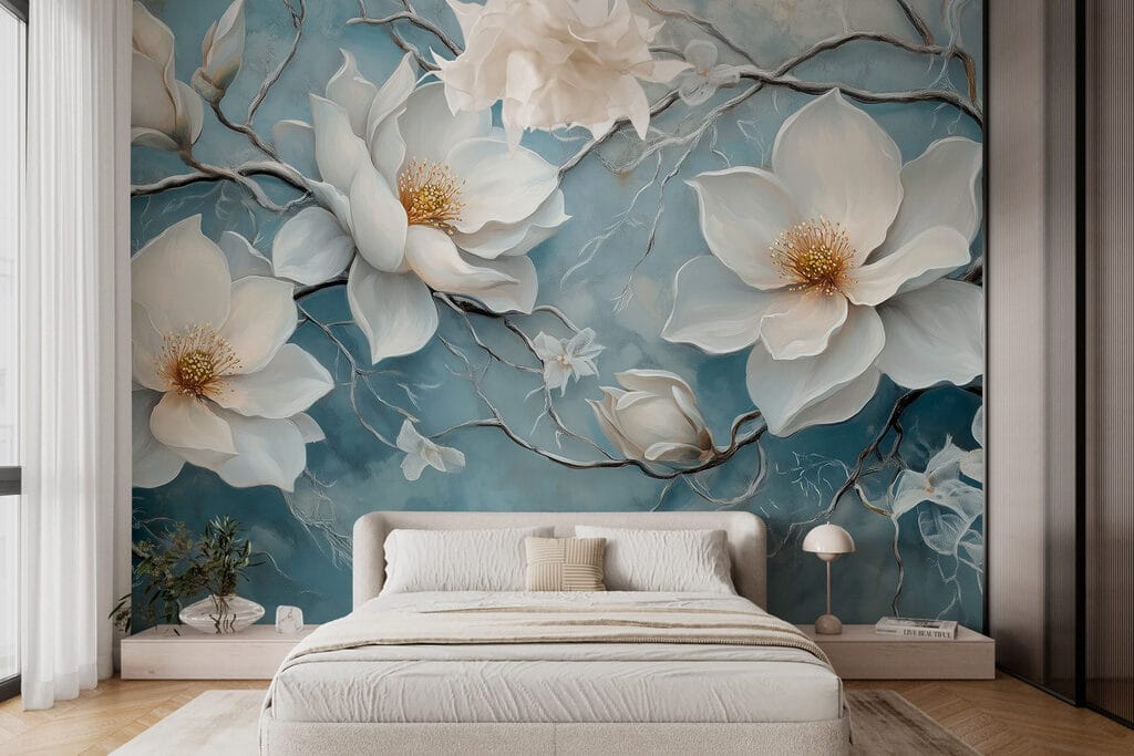 Magnolie pe albastru patinat — interior 2