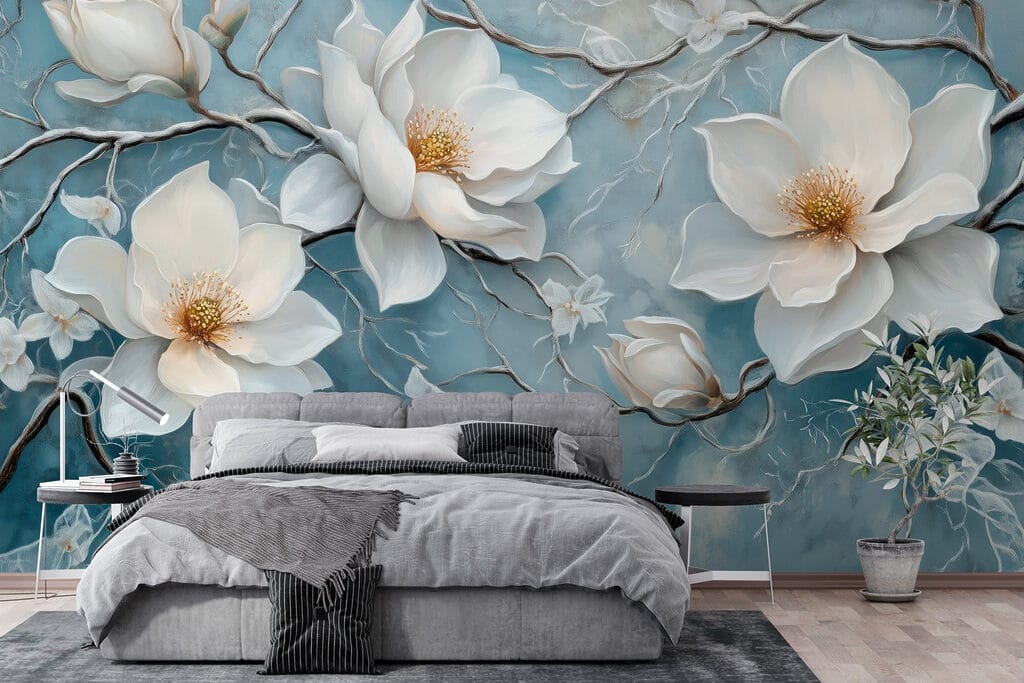 Magnolie pe albastru patinat — interior 3