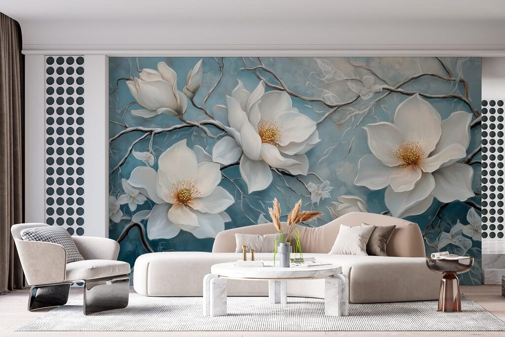 Magnolie pe albastru patinat — interior 5