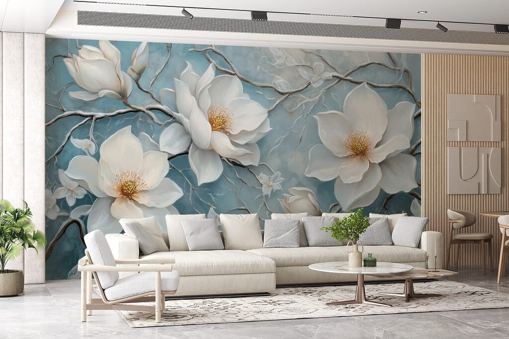 Magnolie pe albastru patinat — interior 6