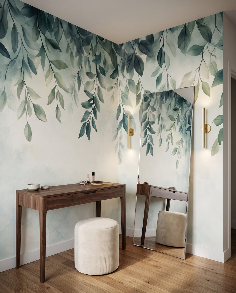 Ghirlande verzi pe fundal — interior 1
