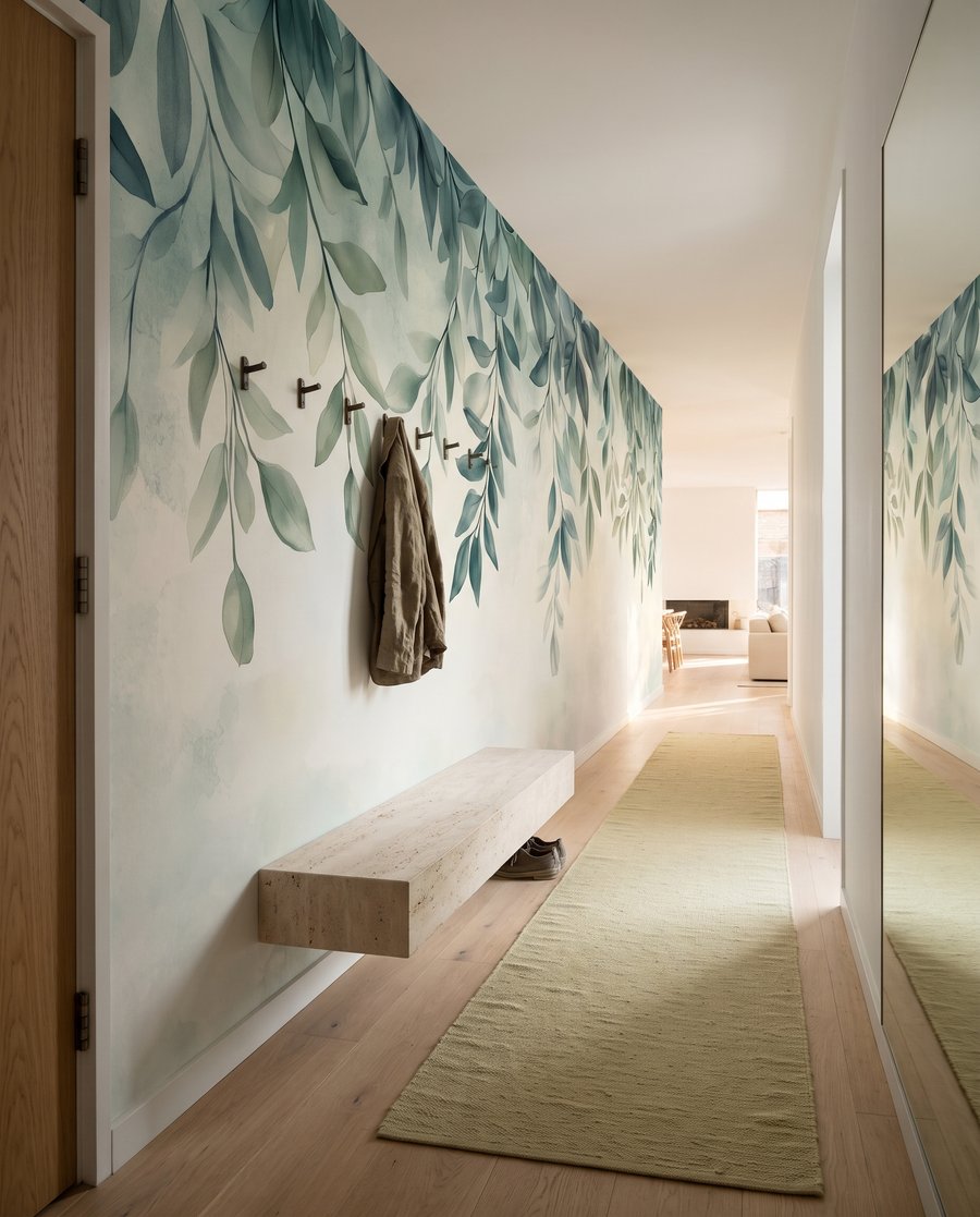 Ghirlande verzi pe fundal — interior 4