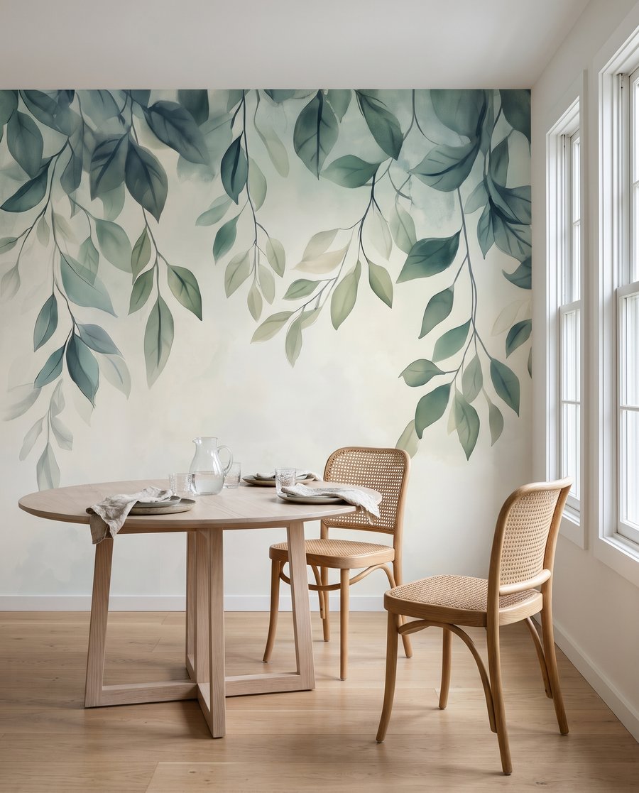 Ghirlande verzi pe fundal — interior 7