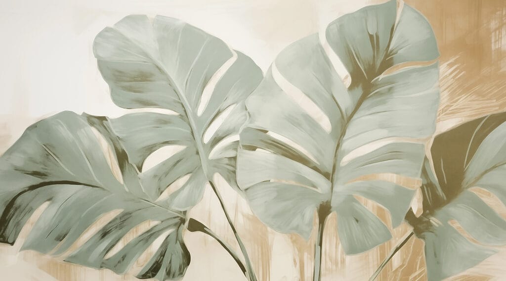 Monstera verde pictată — design complet