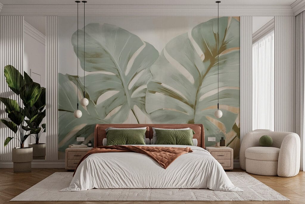 Monstera verde pictată — interior 1
