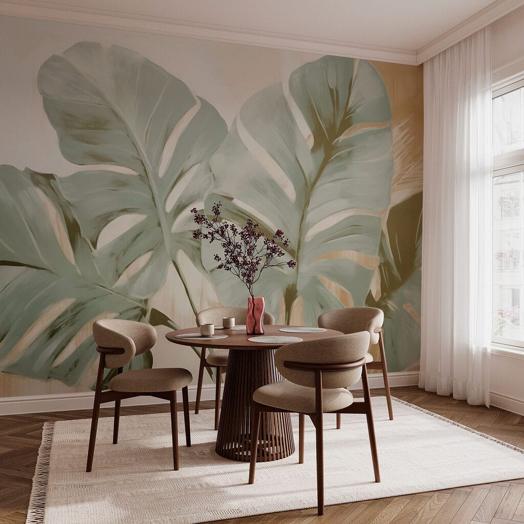 Monstera verde pictată — interior 2