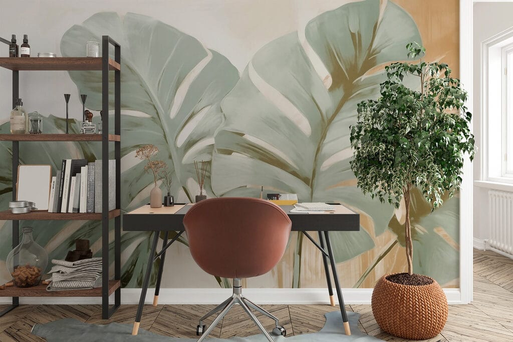 Monstera verde pictată — interior 3