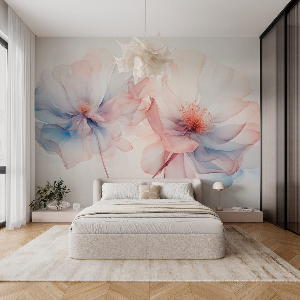 Flori albastre și roz — interior 1