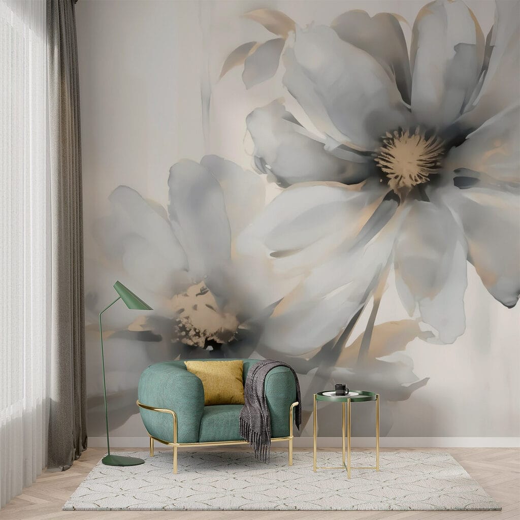 Flori albe pe vopsea — interior 2