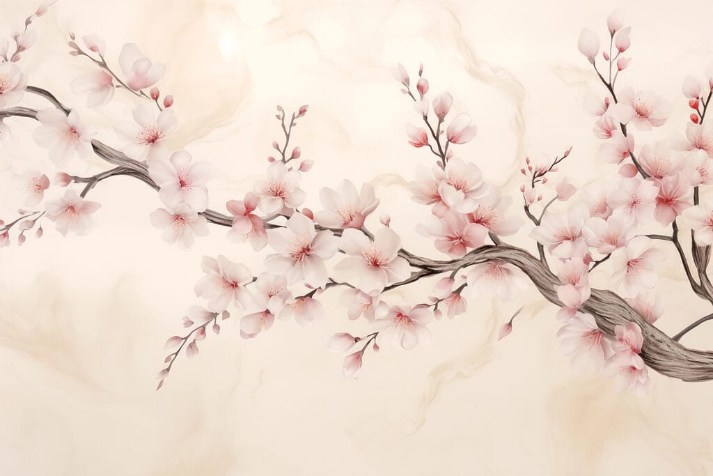 Ramură cu flori roz — design complet