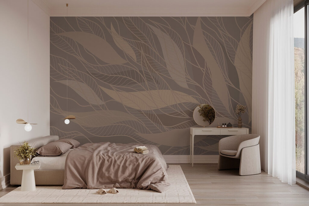 Frunze liniate pe maro — interior 1