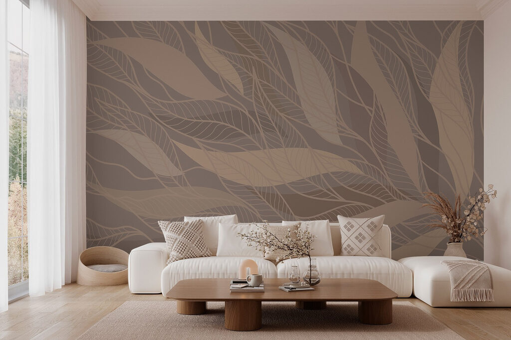 Frunze liniate pe maro — interior 2
