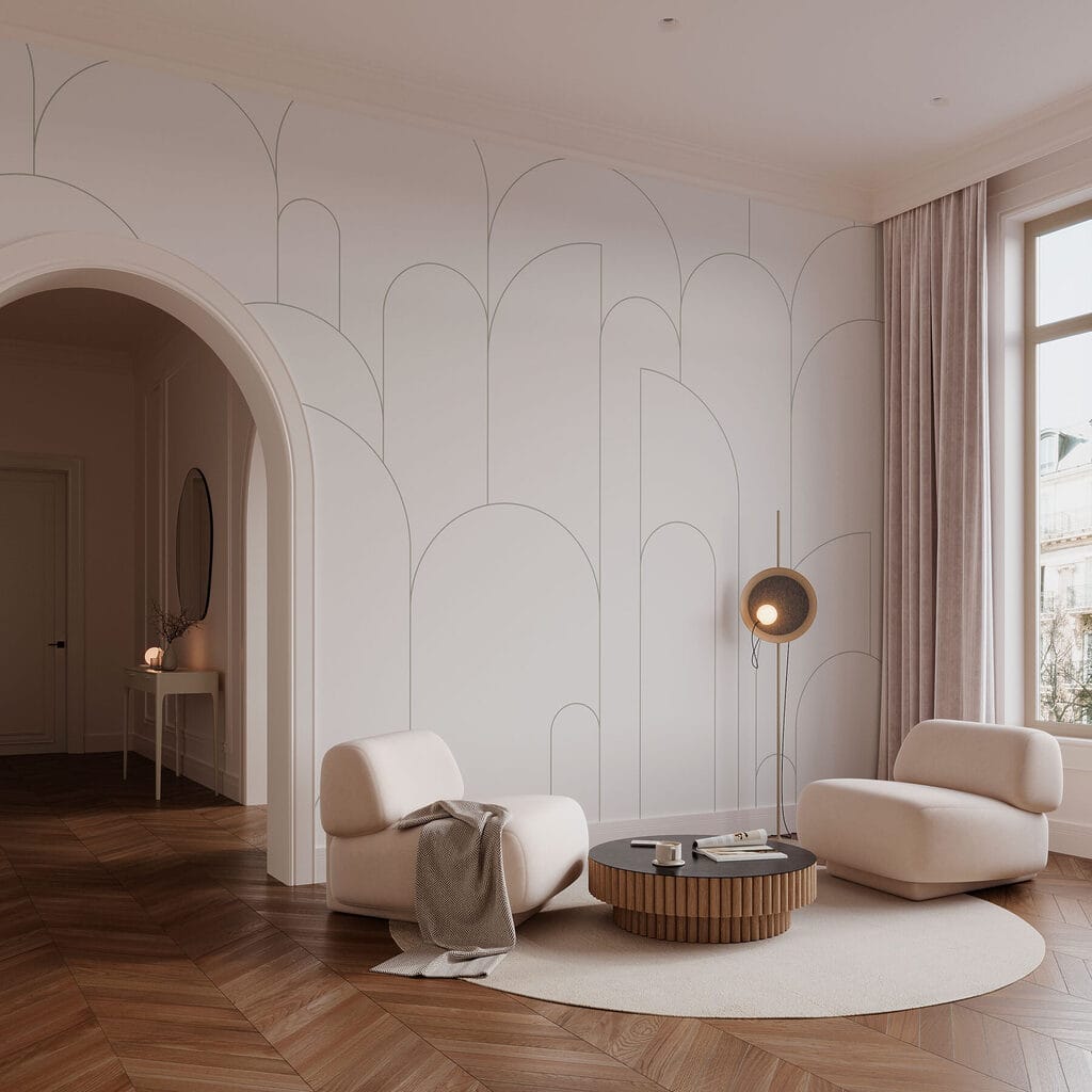 Arce subțiri pe alb — interior 1