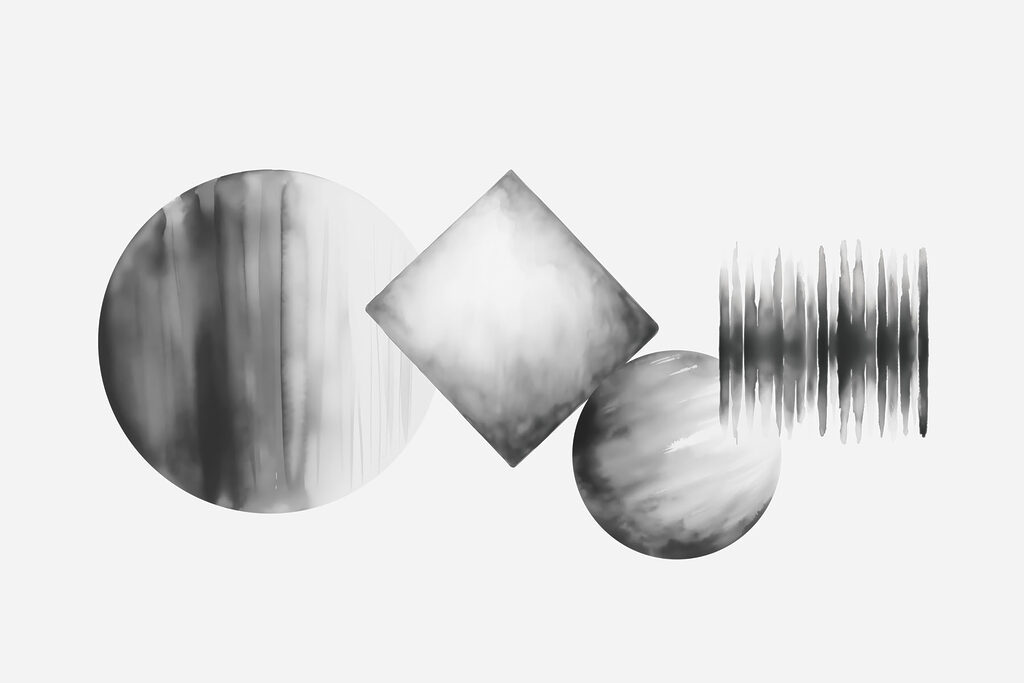 Forme geometrice pe alb — design complet