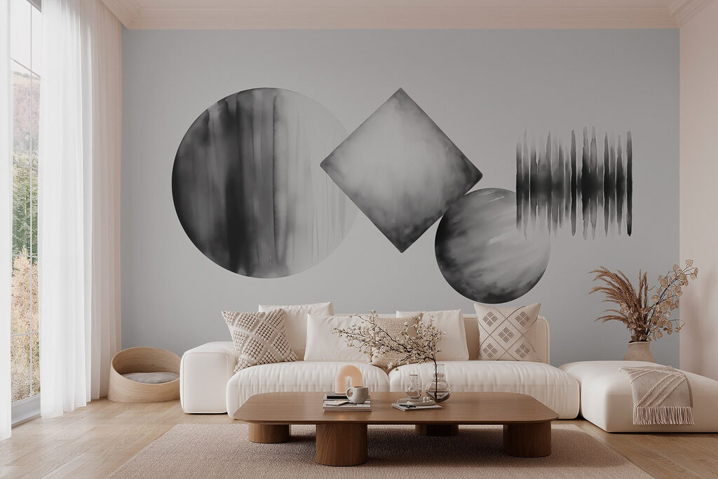 Forme geometrice pe alb — interior 1