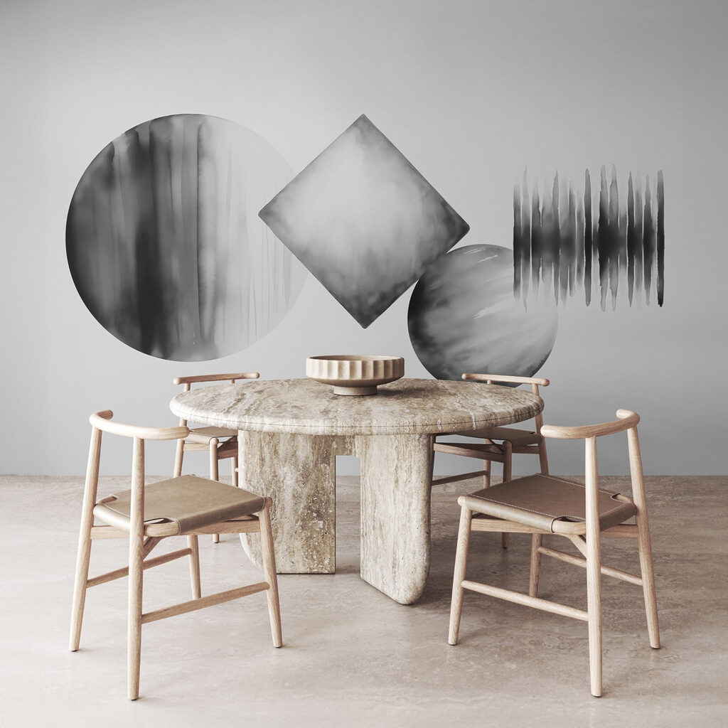 Forme geometrice pe alb — interior 2