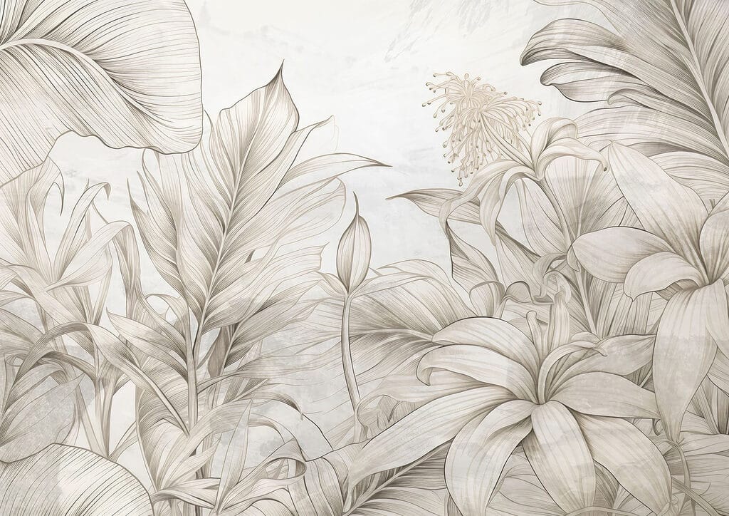 Plante tropicale în hașuri — design complet