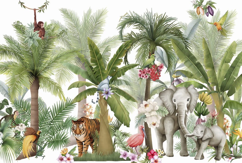 Animale printre palmieri — design complet