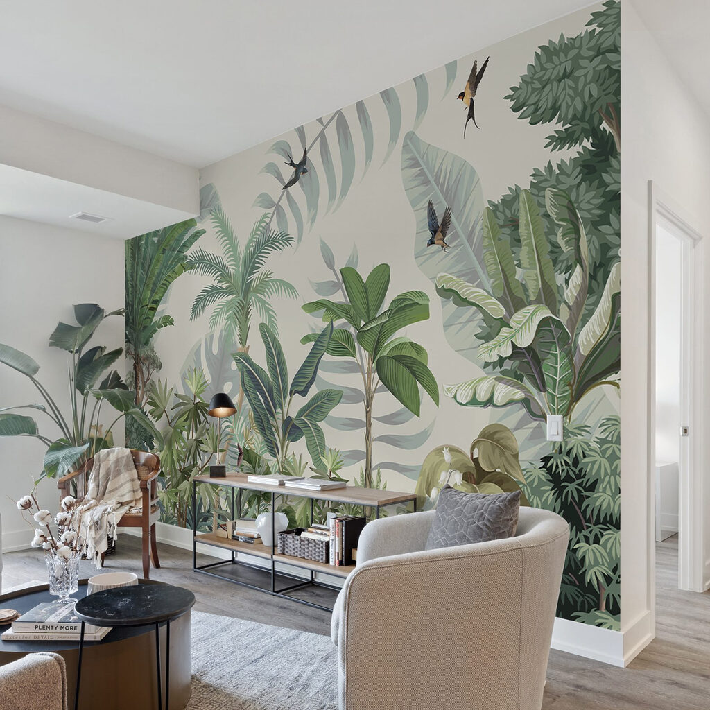 Pădure tropicală cu păsări — interior 1